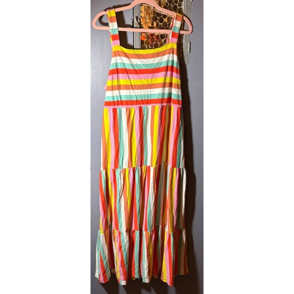 J.Crew Multicolor Striped Tiered Maxi Dress XL Summer Sundress - Picture 6 of 6